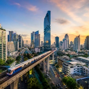 02-Sunset over a modern city skyline